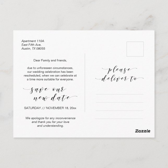 Snygg, Black, kärlek är tålmodig, sen senarelagd Vykort (Baksida)