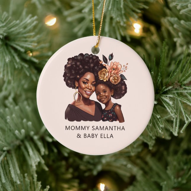 Snygg Black Mamma och Dotter (10) Julgransprydnad Keramik (Träd)