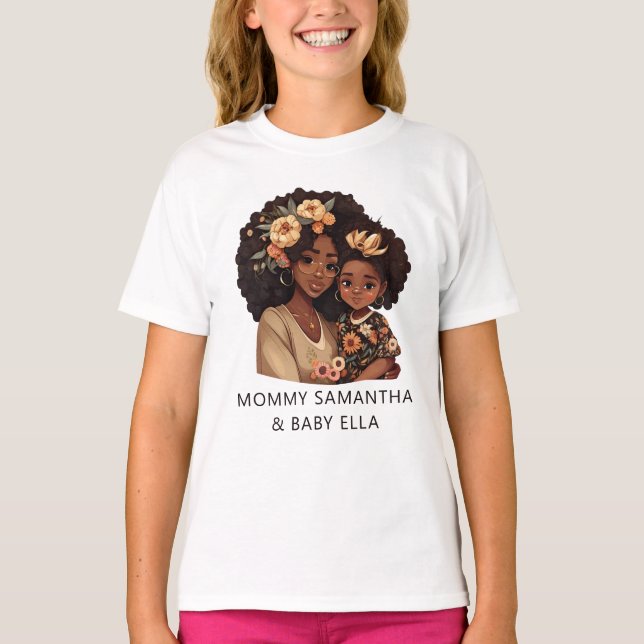 Snygg Black Mamma och Dotter (10) T Shirt (Framsida)