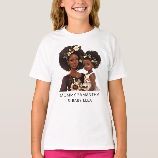 Snygg Black Mamma och Dotter (11) T Shirt (Framsida)