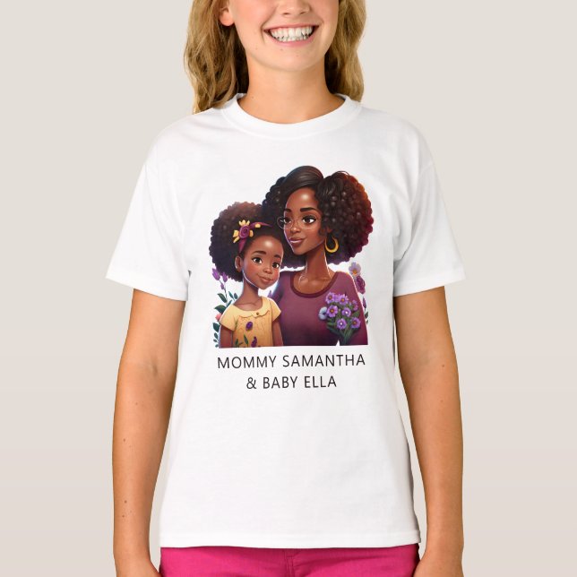 Snygg Black Mamma och Dotter (12) T Shirt (Framsida)