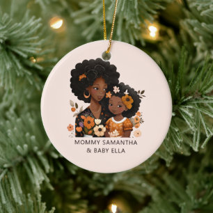 Snygg Black Mamma och Dotter (16) Julgransprydnad Keramik