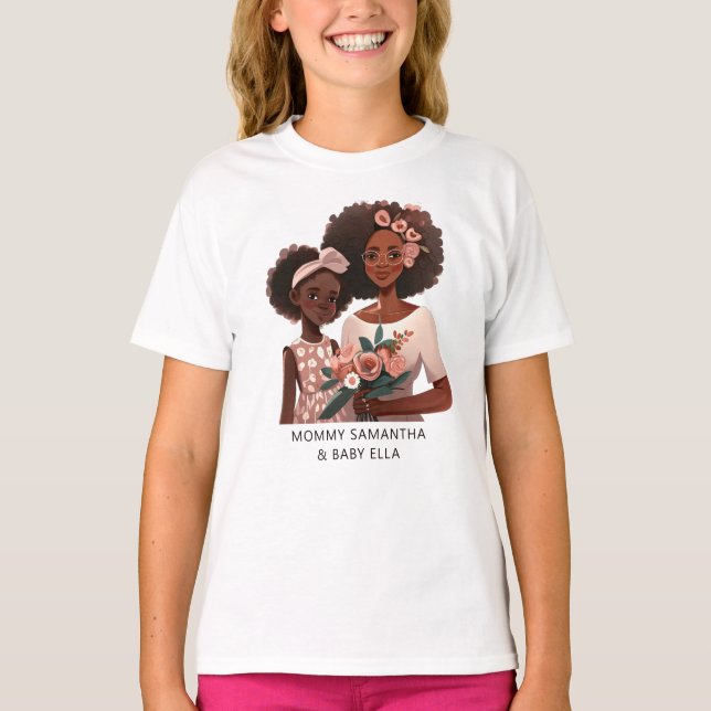 Snygg Black Mamma och Dotter (17) T Shirt (Framsida)