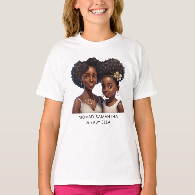 Snygg Black Mamma och Dotter (18) T Shirt (Framsida)