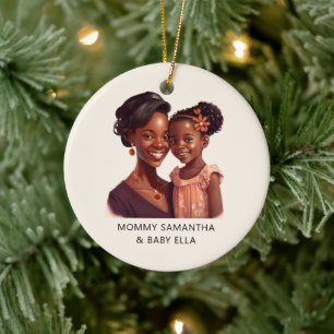 Snygg Black Mamma och Dotter (19) Julgransprydnad Keramik