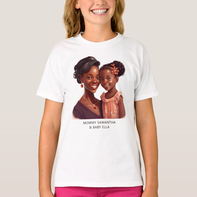 Snygg Black Mamma och Dotter (19) T Shirt (Framsida)