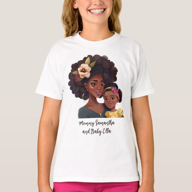 Snygg Black Mamma och Dotter (21) T Shirt (Framsida)