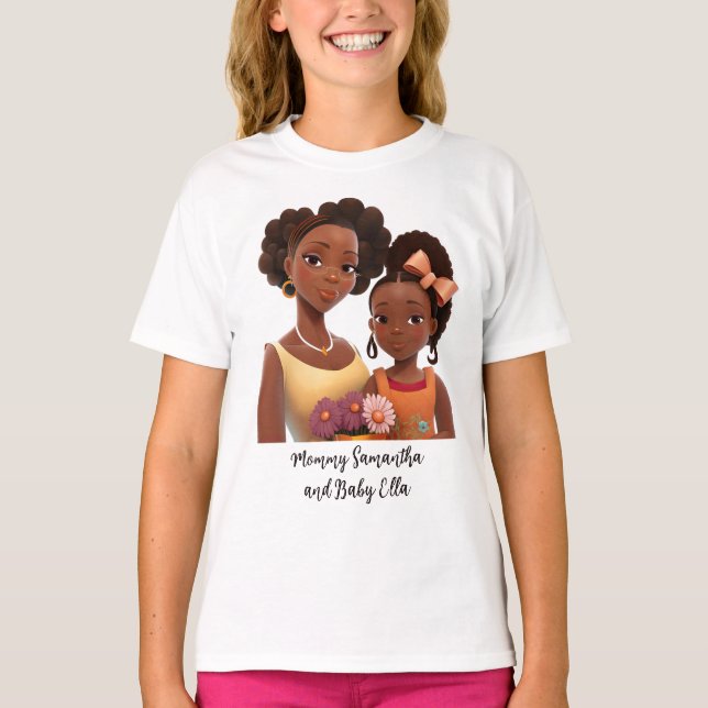 Snygg Black Mamma och Dotter (22) T Shirt (Framsida)