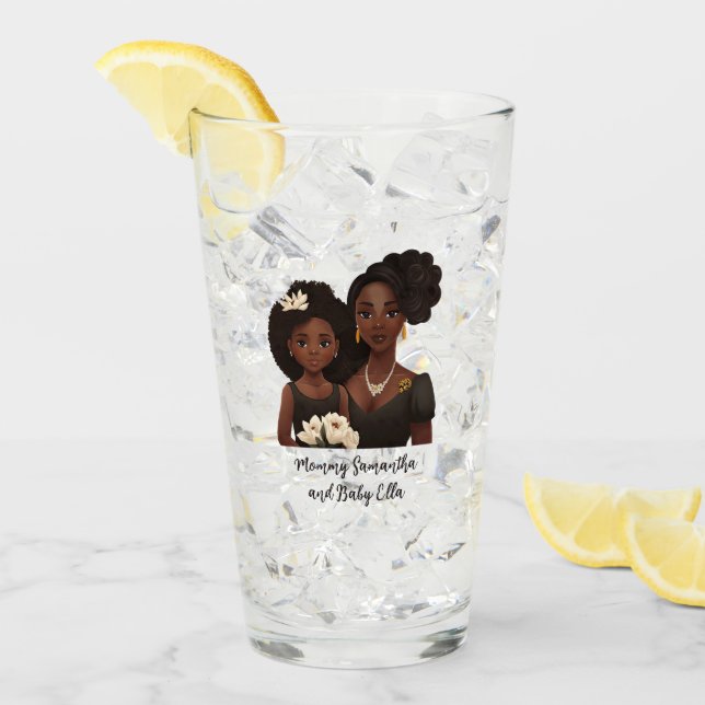 Snygg Black Mamma och Dotter (23) Glaskopp (Framsida Ice)