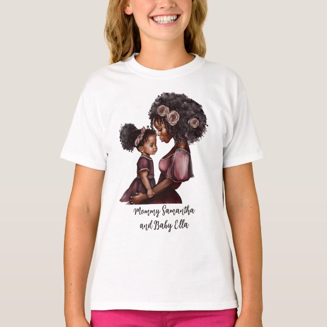 Snygg Black Mamma och Dotter (28) T Shirt (Framsida)