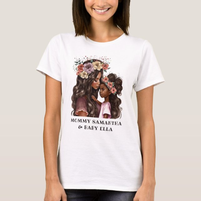 Snygg Black Mamma och Dotter (2) T Shirt (Framsida)