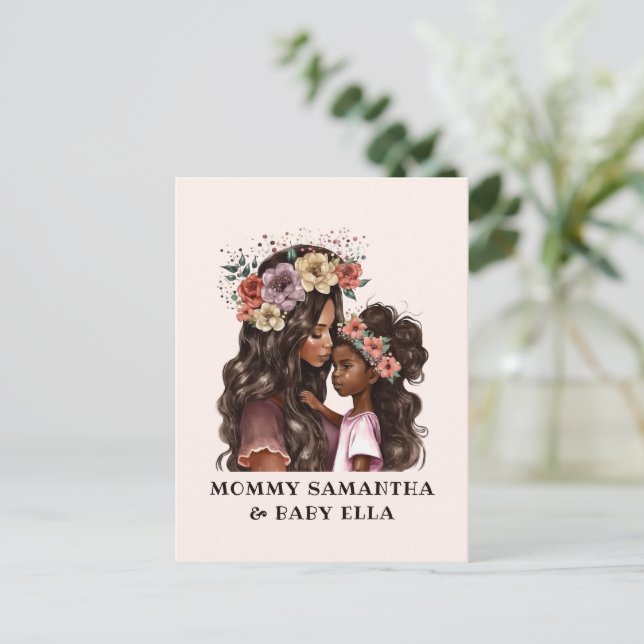 Snygg Black Mamma och Dotter (2) Vykort (Stående Fram)