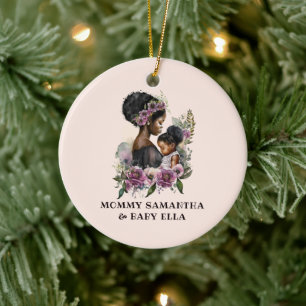 Snygg Black Mamma och Dotter (6) Julgransprydnad Keramik