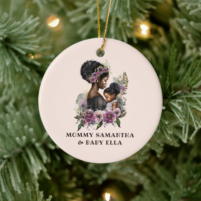 Snygg Black Mamma och Dotter (6) Julgransprydnad Keramik (Träd)