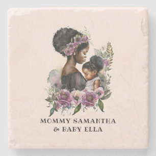 Snygg Black Mamma och Dotter (6) Stenunderlägg