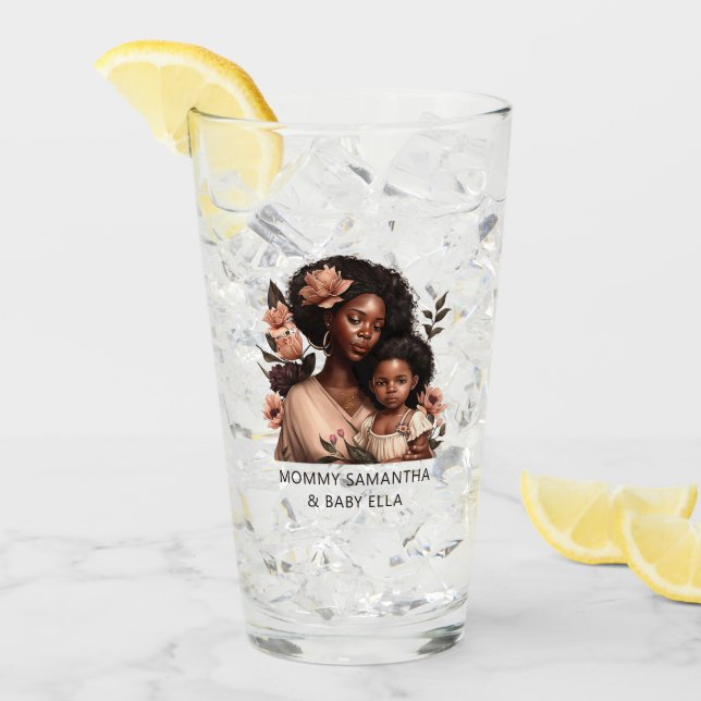 Snygg Black Mamma och Dotter (9) Glaskopp (Framsida Ice)