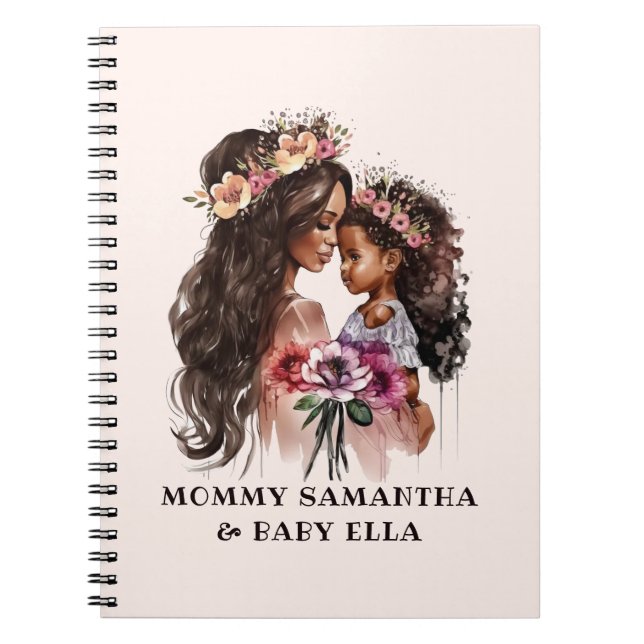 Snygg Black Mamma och Dotter Anteckningsbok (Framsidan)