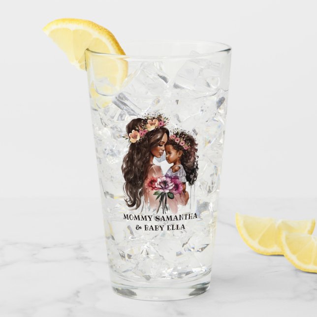 Snygg Black Mamma och Dotter Glaskopp (Framsida Ice)