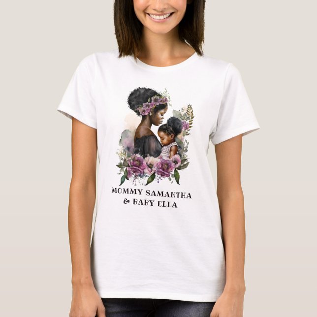 Snygg Black Mamma och Dotter T Shirt (Framsida)