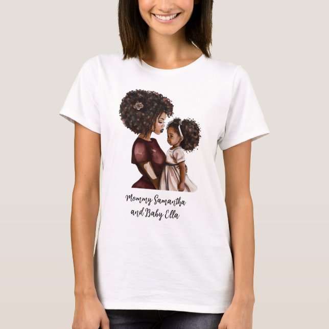 Snygg Black Mamma och Dotter T Shirt (Framsida)