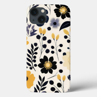 Snygg Black och Gula blommor Art Mönster