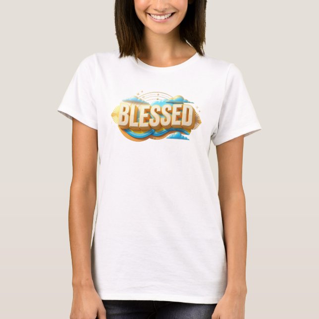 Snygg BLESSED Kreativ Tryck T Shirt (Framsida)