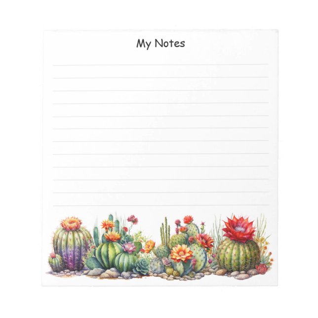 Snygg Blommar Cacti Anteckningsblock (Framsida)