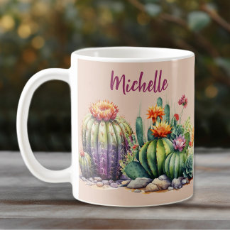 Snygg Blommar Cacti med Namn Kaffemugg