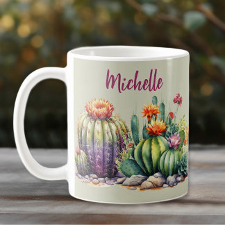 Snygg Blommar Cacti med Namn Kaffemugg
