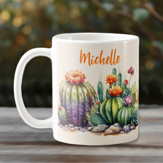 Snygg Blommar Cacti med Namn Kaffemugg
