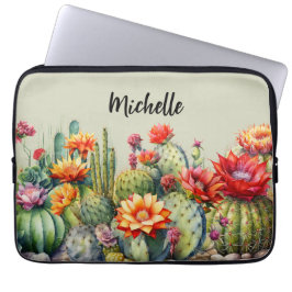 Snygg Blommar Cacti med Namn Laptop Fodral
