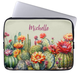 Snygg Blommar Cacti med Namn Laptop Fodral