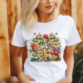 Snygg Blommar Cacti T Shirt