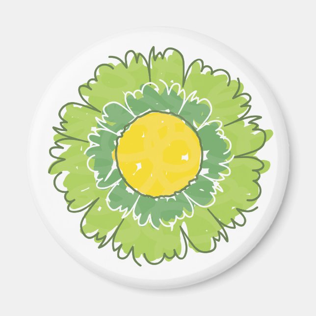 Snygg Blommar Magnet - Grönt (Framsidan)