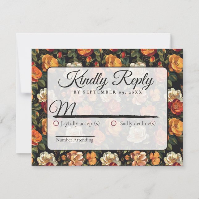 Snygg Blommig Rustik Ros Bröllops RSVP-kort OSA Kort (Framsida)