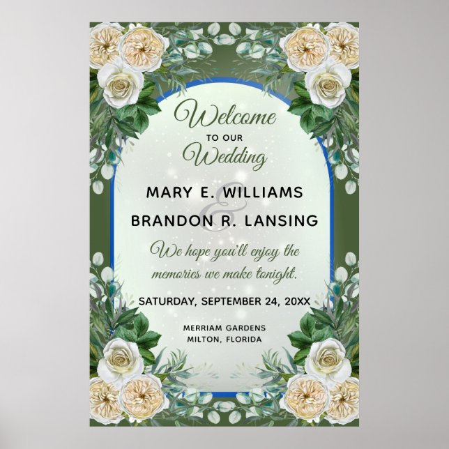 Snygg Blommigt 24" x 36" Välkommen Poster (Grönt) (Framsidan)