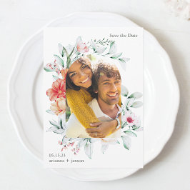 Snygg Blommigt Arch Photo Bröllop spara datum Datumet