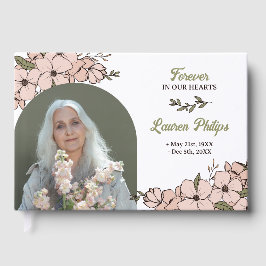 Snygg Blommigt Arch Photo Forever i våra hjärtan Gästböcker