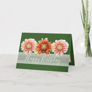 Snygg Blommigt Bouquet Orange Dahlias Birthday Kort