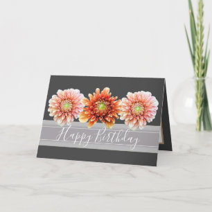 Snygg Blommigt Bouquet Orange Dahlias Birthday Kort