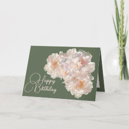 Snygg Blommigt Bouquet Rosa Peonies Birthday Kort