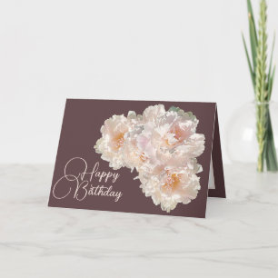 Snygg Blommigt Bouquet Rosa Peonies Birthday Kort