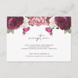 Snygg Blommigt Burgundy bröllopsmottagning Tilläggskort
