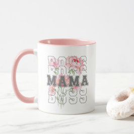 Snygg blommigt Chef mamma l Modern rosa Mugg