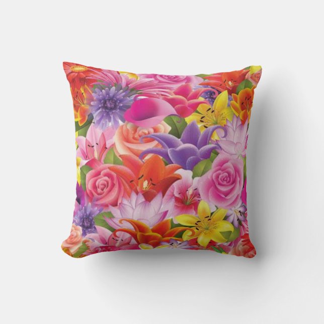 Snygg Blommigt Dekorativ kudde (Framsida)