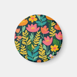 Snygg blommigt färglös fält magnet