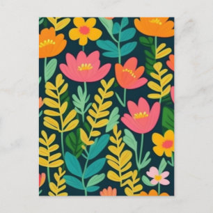 Snygg blommigt färglös fält vykort