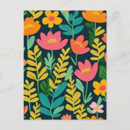 Snygg blommigt färglös fält vykort