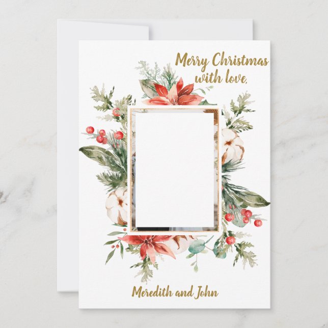 Snygg Blommigt Foto-andejulkort Julkort (Framsida)