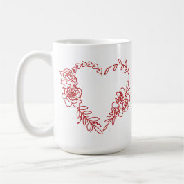 Snygg Blommigt Heart Kaffemugg